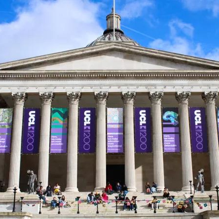 UCL Portico with UCL 200 banners